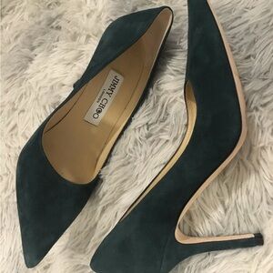 Jimmy Choo Dark Green Suede Heels